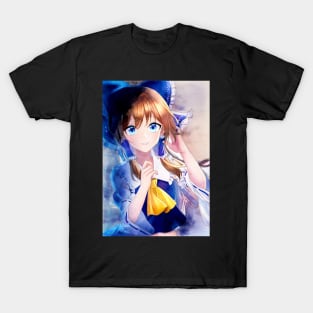 Blue Reimu Anime Watercolor T-Shirt